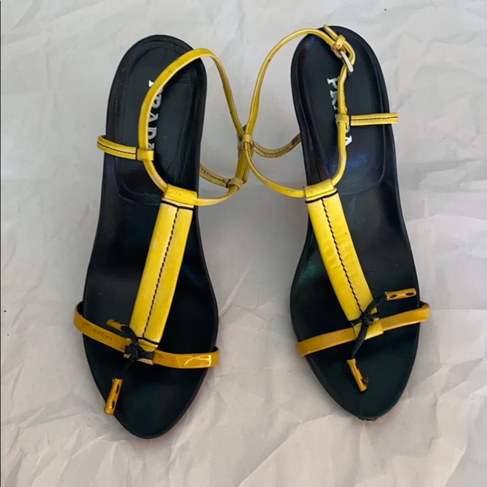 Prada black and yellow heels